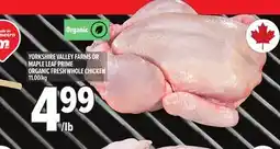 Metro ORGANIC YORKSHIRE VALLEY FARMS OR MAPLE LEAF PRIME ORGANIC FRESH WHOLE CHICKEN offer