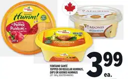 Metro FONTAINE SANTÉ TOPPED OR REGULAR HUMMUS, DIPS OR ADONIS HUMMUS offer