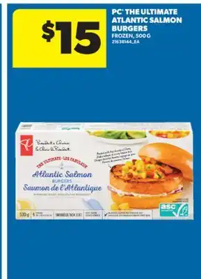 Real Canadian Superstore PC THE ULTIMATE ATLANTIC SALMON BURGERS, 500 G offer