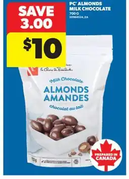 Real Canadian Superstore PC ALMONDS MILK CHOCOLATE, 700 G offer