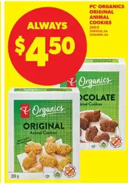 Real Canadian Superstore PC ORGANICS ORIGINAL ANIMAL COOKIES, 250 G offer