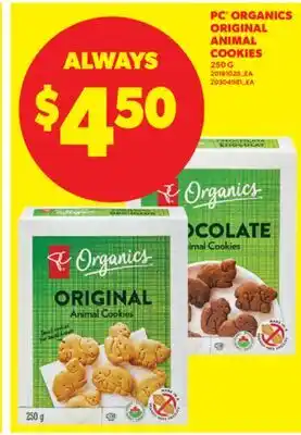 Real Canadian Superstore PC ORGANICS ORIGINAL ANIMAL COOKIES, 250 G offer