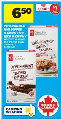 Real Canadian Superstore PC GRANOLA BAR DIPPED & CHEWY OR RICH & CHEWY, 18/24'S, 558-618 G offer