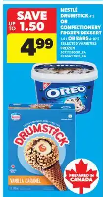 Real Canadian Superstore NESTLÉ DRUMSTICK, 4'S OR CONFECTIONERY FROZEN DESSERT, 1.5 L OR BARS, 4-10'S offer