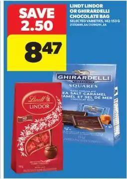 Real Canadian Superstore LINDT LINDOR OR GHIRARDELLI CHOCOLATE BAG, 142-153 G offer