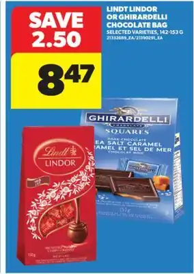 Real Canadian Superstore LINDT LINDOR OR GHIRARDELLI CHOCOLATE BAG, 142-153 G offer