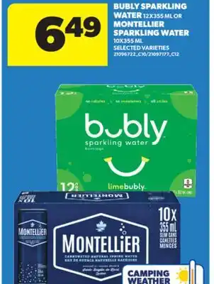 Real Canadian Superstore BUBLY SPARKLING WATER, 12X355 ML OR MONTELLIER SPARKLING WATER, 10X355 ML offer