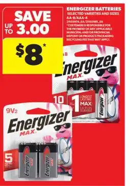 Real Canadian Superstore ENERGIZER BATTERIES, AA-8/AAA-4 offer