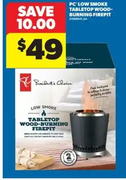 Real Canadian Superstore PC LOW SMOKE TABLETOP WOOD-BURNING FIREPIT offer
