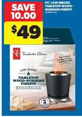 Real Canadian Superstore PC LOW SMOKE TABLETOP WOOD-BURNING FIREPIT offer
