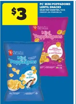 Real Canadian Superstore PC MINI POPPADOMS LENTIL SNACKS, 113 G offer