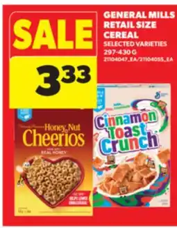 Real Canadian Superstore GENERAL MILLS RETAIL SIZE CEREAL, 297-430 G offer