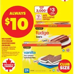 Real Canadian Superstore NO NAME ICE CREAM SANDWICHES OR BARS, 24-30'S offer