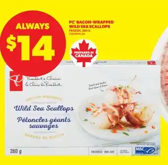 Real Canadian Superstore PC BACON-WRAPPED WILD SEA SCALLOPS, 260 G offer