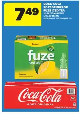 Real Canadian Superstore COCA-COLA SOFT DRINKS OR FUZE ICED TEA, 12X341/355 ML offer
