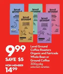 Longo's Level Ground Coffee Roasters Organic and Fairtrade Whole Bean or Ground Coffee offer