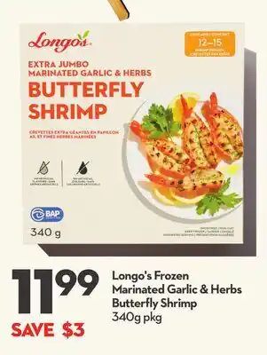 Longo's Longo's Frozen Marinated Garlic & Herbs Butterfly Shrimp offer