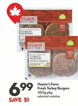 Longo's Hayter's Farm Fresh Turkey Burgers offer
