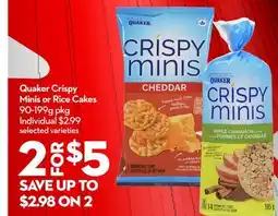 Longo's Quaker Crispy Minis or Rice Cakes offer