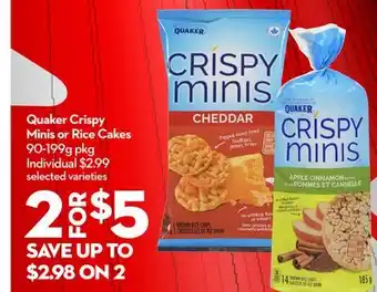 Longo's Quaker Crispy Minis or Rice Cakes offer
