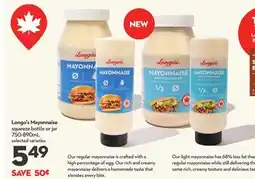 Longo's Longo's Mayonnaise squeeze bottle or jar offer