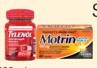 Fortinos TYLENOL OR MOTRIN PAIN RELIEF, 80-150'S offer
