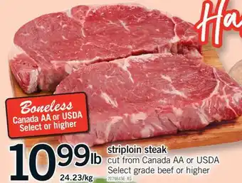 Fortinos STRIPLOIN STEAK offer