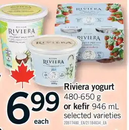 Fortinos RIVIERA YOGURT 480-650 G OR KEFIR 946 ML offer