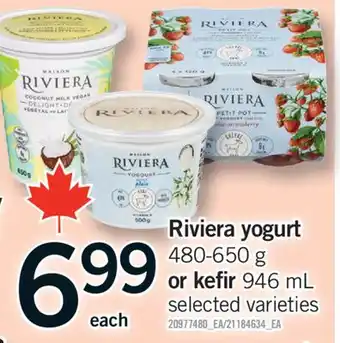 Fortinos RIVIERA YOGURT 480-650 G OR KEFIR 946 ML offer