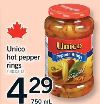 Fortinos UNICO HOT PEPPER RINGS, 750 ML offer