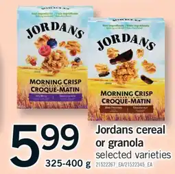 Fortinos JORDANS CEREAL OR GRANOLA, 325-400 G offer