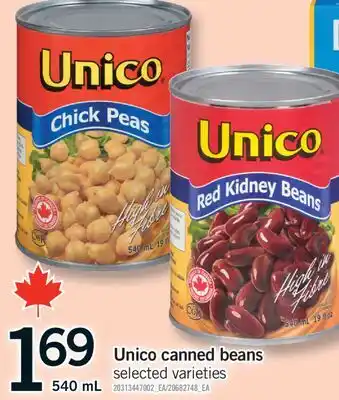 Fortinos UNICO CANNED BEANS, 540 ML offer