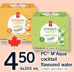 Fortinos PC M'AQUA COCKTAIL FLAVOURED WATER, 6X355 ML offer