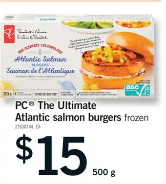 Fortinos PC THE ULTIMATE ATLANTIC SALMON BURGERS, 500 G offer