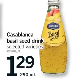 Fortinos CASABLANCA BASIL SEED DRINK, 290 mL offer