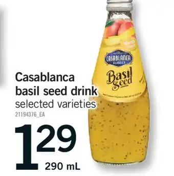 Fortinos CASABLANCA BASIL SEED DRINK, 290 mL offer