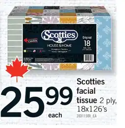 Fortinos SCOTTIES FACIAL TISSUE, 2 PLY, 18X126'S offer