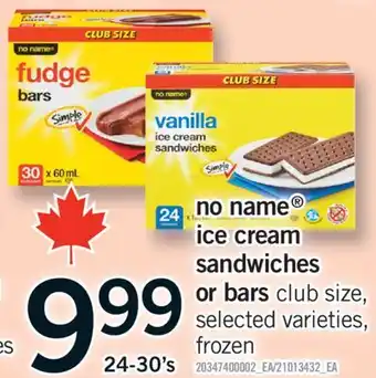 Fortinos NO NAME ICE CREAM SANDWICHES, 24-30'S offer