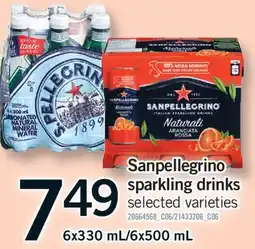 Fortinos SANPELLEGRINO SPARKLING DRINKS, 6X330 ML/6X500 ML offer