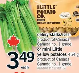 Fortinos CELERY STALKS. 1 GRADE OR MINI LITTLE OR MINI LITTLE YELLOW POTATOES offer