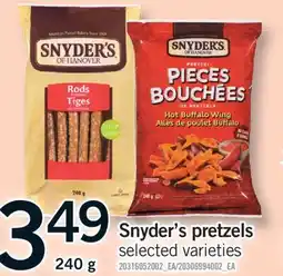 Fortinos SNYDER'S PRETZELS, 240 G offer