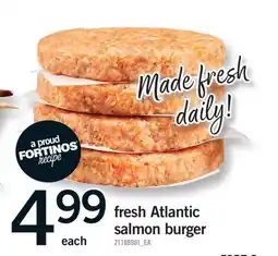Fortinos FRESH ATLANTIC SALMON BURGER offer