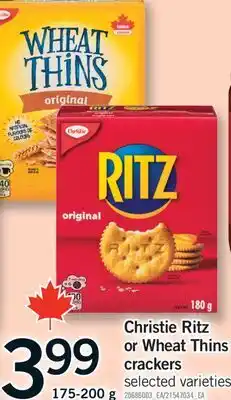 Fortinos CHRISTIE RITZ OR WHEAT THINS CRACKERS, 175-200 g offer
