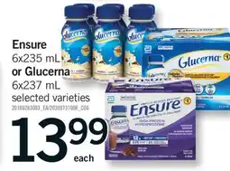 Fortinos ENSURE, 6X235 ML OR GLUCERNA, 6X237 ML offer