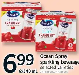 Fortinos OCEAN SPRAY SPARKLING BEVERAGE, 6X340 ML offer