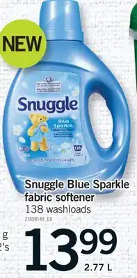 Fortinos SNUGGLE BLUE SPARKLE FABRIC SOFTENER, 138 WASHLOADS, 2.77 L offer