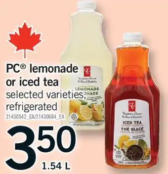 Fortinos PC LEMONADE LEMONADE OR ICED TEA, 1.54 L offer