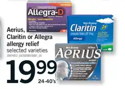 Fortinos AERIUS CLARITIN OR ALLEGRA ALLERGY RELIEF, 24-40'S offer