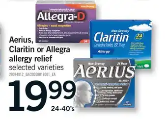 Fortinos AERIUS CLARITIN OR ALLEGRA ALLERGY RELIEF, 24-40'S offer