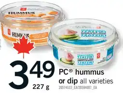 Fortinos PC HUMMUS OR DIP, 227 g offer